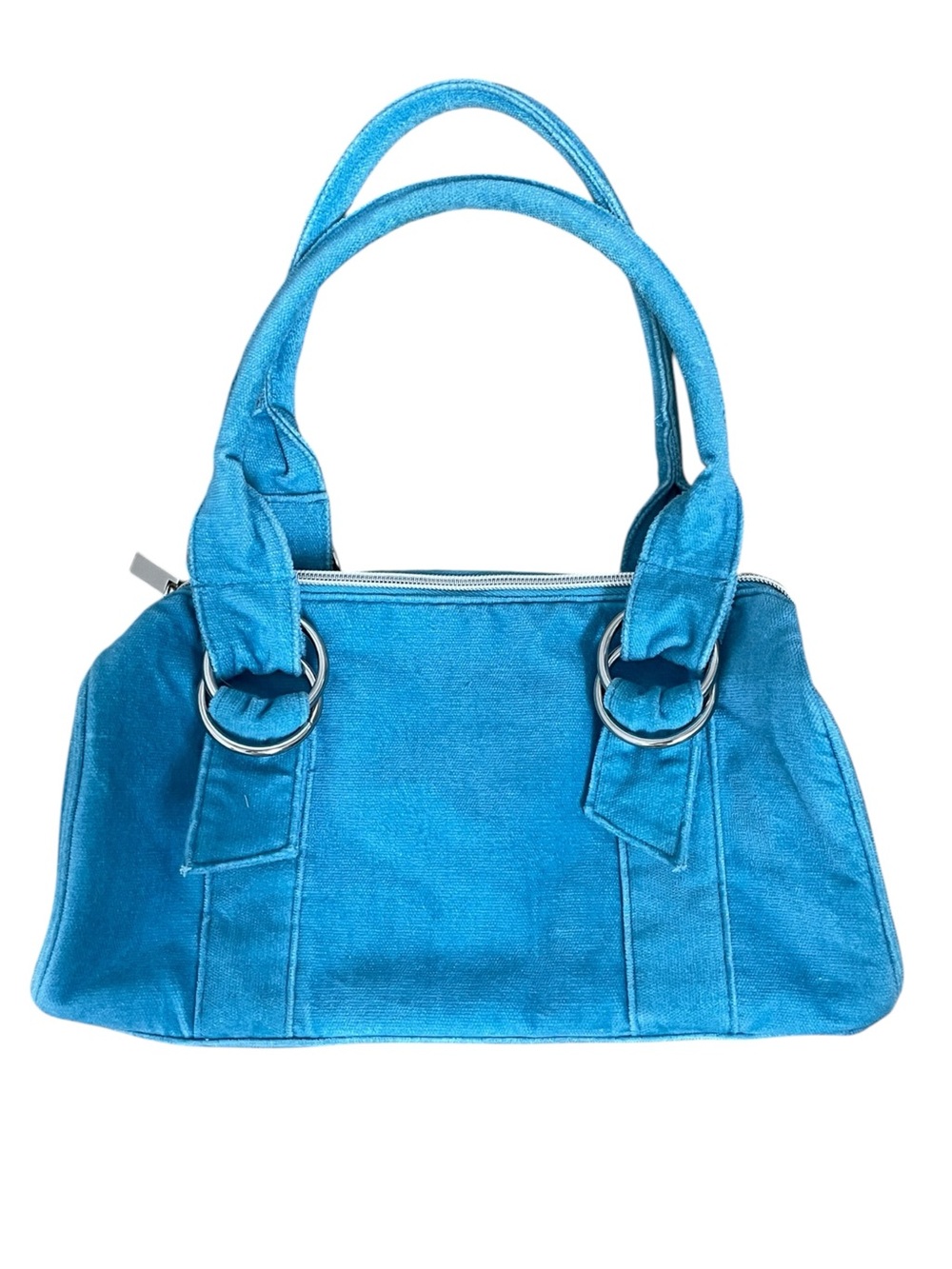Y2K Blue Denim Shoulder Bag Silver Ring Purse Retro